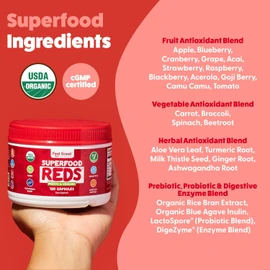 ​Feel Great Organic Super Reds Powder Superfood Capsules Polyphenols Supplement | Beet Root Capsules | Contains Milk Thistle, Green Tea & Much More | Probiotics and Digestives