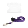 ALG ID Cards | Clear Single Sided Card Badge Holder with Coloured Lanyard Neck Holder (Purple)