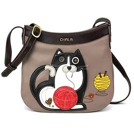 CHALA Crescent Crossbody Women Shoulder Purse with Adjustable Strap - Fat Cat - gray