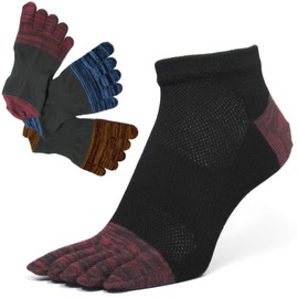 Asuka Men's 5-Toe Socks, Strong Reinforcement, Ankle Length, Thick Bottom Pile, 3 Pairs Thick Sole Cushion