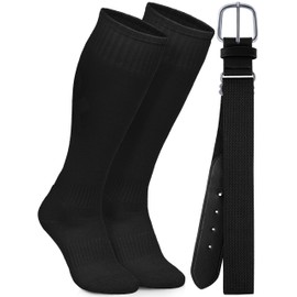 Gnodio Baseball Socks and Belt Combo Set Youth Boys Adjustable Baseball Softball Socks and Belt for Boys Girls