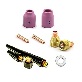 WeldingCity Accessory Kit (1/8") Collet-Gas Lens-Ceramic Cup-Gasket-Back Cap for TIG Welding Torch 9, 20 and 25 Series Lincoln Miller Hobart ESAB Weldcraft CK AHP (T41)