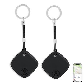 Bluetooth Tracker and Item Locator: Key Finder, Smart tag Item Finder Works with Apple Find My(only iOS Compatible),1 Year Replaceable Battery, Smart Tracker for Keys Bags Wallets Pet (Black-2pack)