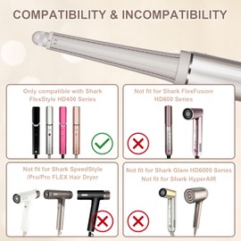 0.78-1.4in Long Barrel Attachment for Shark FlexStyle HD400 Series, Adjustable Bidirectional Curling, Auto-Wrap Curling Iron Curler, Create Bouncy Curls or Waves