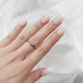 COLOR ELEMENT White French Tip Press On Nails Almond, Short Almond Press On Nails Short Fake Nails With Designs False Nails, Reusable Natural ABS Nails Press Ons Short (White French)