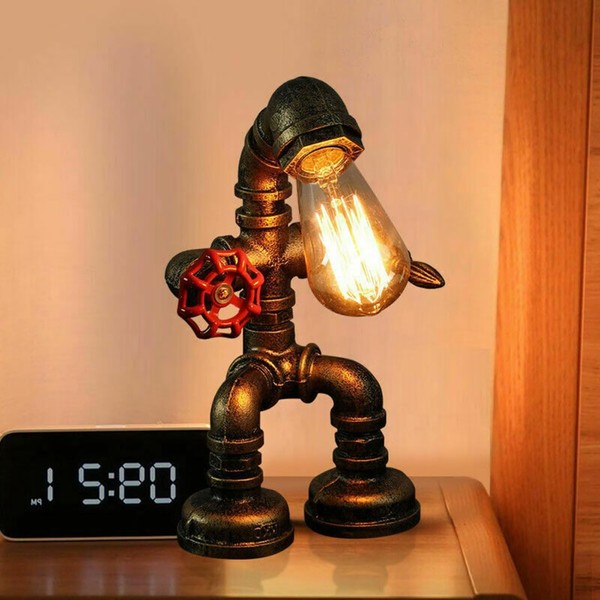 LCYFBE Steampunk Table Lamp, Creative Robot Style Desk Lamp Vintage