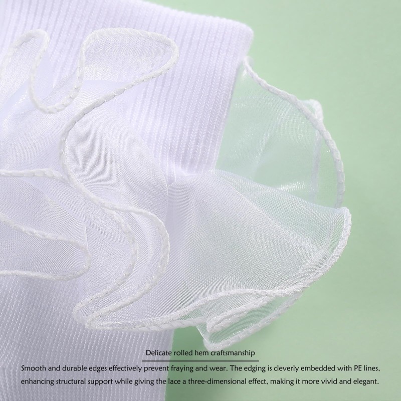 Dicry Baby Girls Double Lace Turn Cuff Socks with Big