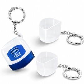 Mini llavero de vaselina para tarro de 0.25 oz (7 g), funda protectora con anillo tórico de resorte, soporte portátil para bálsamo labial para llaves, mochila, bolso, botella de agua, diseño