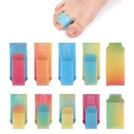 BOXOB 10pcs Toe Separators, 2 Sizes Nylon Foam Soft Toe Protectors Elastic Adjustable Separators Corrector Straightener for Men Women Foot Finger