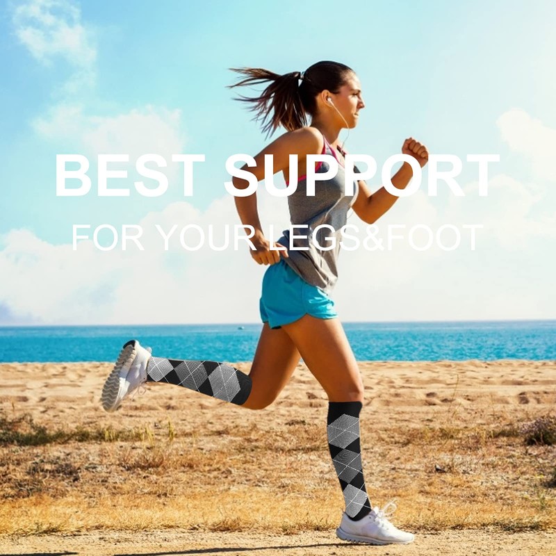 Compression Socks for Men Women 20-30 mmHg 6 Pairs Knee