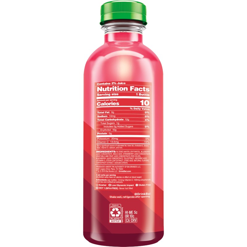 Bai Boost Watamu Strawberry Watermelon, Antioxidant Infused Beverage, 18 fl