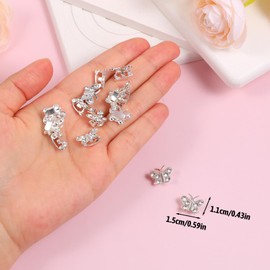QFGasre 40 Pcs Mini Rhinestones Butterflies Hair Clips Cute Silver Hair Pins No-Slip Grip Metal Jaw Glitter Hairs Jaw Clips Decorative Hairs Accessories Bridal Headwear Gifts for Women