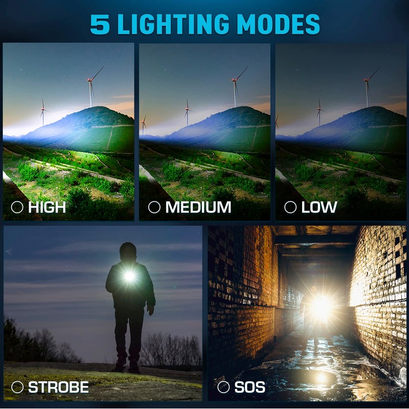 Sinvimes Rechargeable Flashlights High Lumens, LED Powerful Super Bright Flash