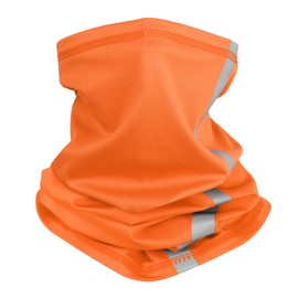 Muka Reflective Stripe Safe Neck Gaiter Face Neckerchief Bandana Scarves for Outdoor Activities Working-Orange
