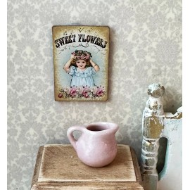 The Happy Little Home Miniature Dollhouse SWEET FLOWERS Girl with roses in her hair BLUE and pink 1:12