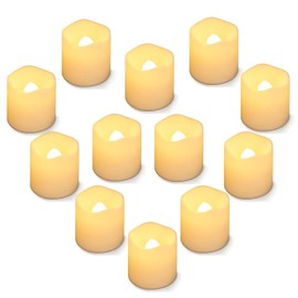 SHYMERY Velas votivas sin llama, duran 2 veces más, velas de té LED con luz blanca cálida parpadeante, pequeñas velas eléctricas falsas realistas para bodas, mesas, al aire libre, paquete de 12