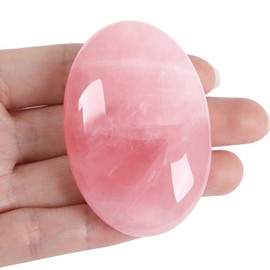 XIANNVXI 2.4" Large Rose Quartz Crystal Stone Polished Palm Healing Gemstone 0.7" Thick Pocket Worry Stone Crystal for Massage Reiki Stress Relief Balancing Meditation Accessories