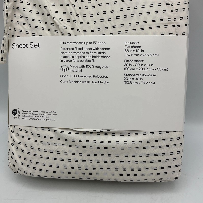 Room Essential Sheet Set Microfiber White Stripe Twin/ XL Twin