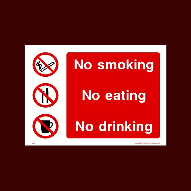 No smoking, eating or drinking Plastic Sign with double sided