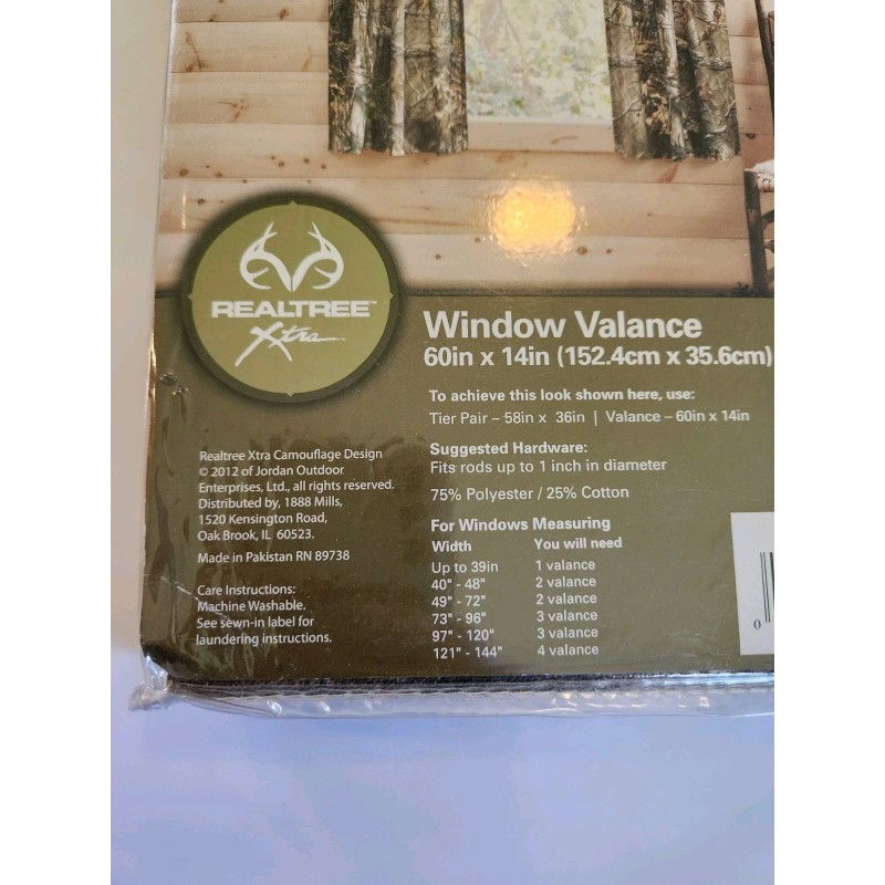 Realtree Xtra Camo Window Valance 60in x 14in Green Camouflage