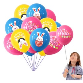 15 Pcs Easter Bunny Balloons, Egg Bunny Balloons, Happy Easter Decorations for Rabbit Theme Party Decorations Supplies