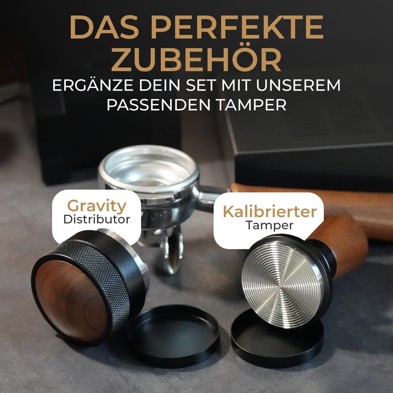 WERKSTOLZ Espresso Distributor 58mm | Höhenverstellbar | Leveler Tool für
