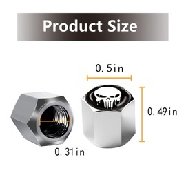 GKmow Pack-4 Skull Car Wheel Tire Valve Stem Caps, Dust Proof Covers Universal Tire Air Valve Caps (White)