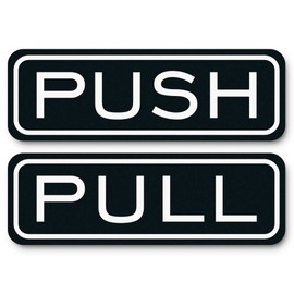All Quality Classic Horizontal Push Pull Door Signs - Easy to Install | Durable Door Safety Signs (Black) - Large (1 Set)