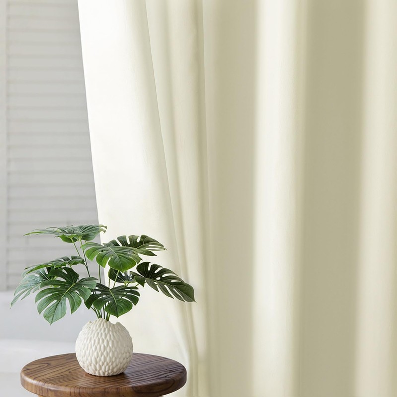 River Dream Beige Fabric Shower Curtain or Liner with Sheer