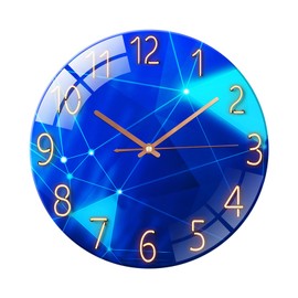 Ergocar Glass Wall Clock Silent Scanning Mechanical Round Glass Wall Clock, Suitable for Living Room, Kitchen, Office.
