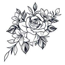 Fake Tattoo Rose – Temporalis® | Temporäre Tattoos für Erwachsene – EU-zertifizierte Kosmetik, vegan & wasserfest – Hält 1 bis 2 Wochen [ Blumenkomposition ]