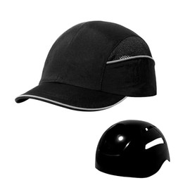 Safety Bump Cap Baseball Hat Style with Reflective Stripes Lightweight Breathable Hard Hat Head Protection Cap (A18108-Black-M)