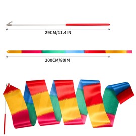 Dance Ribbons for Children​ - 9PCS Silk ​Gymnastics Ribbons for Kids, 200cm Rainbow Streamers for Artistic Dance, Talent Shows, ​Kids Gymnastics Equipment, Party & Gift-Ready ​Dance Equipment​