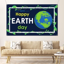 Sunwer Happy Earth Day Photo Booth Backdrop April 22 Decor School Classroom Wall Hanging Background Decoration Supply