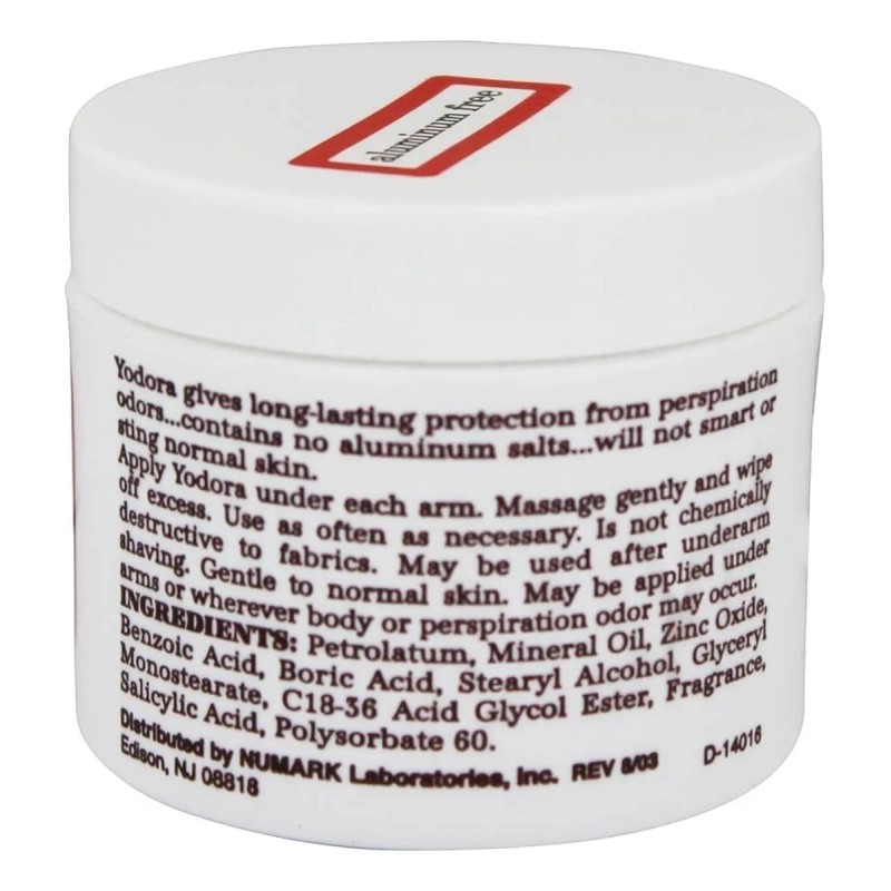 Yodora Deod Crema 2 Oz, Desodorante, No Irritante - 2