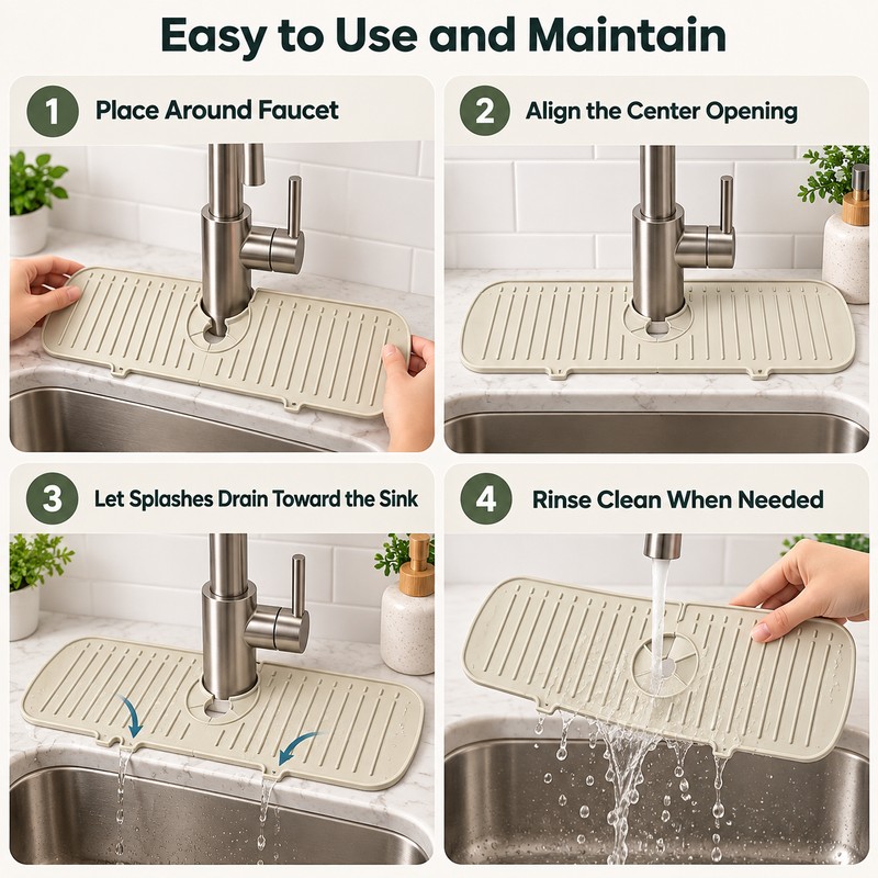 Silicone Faucet Mat for Kitchen & Bathroom – Drainage Splash