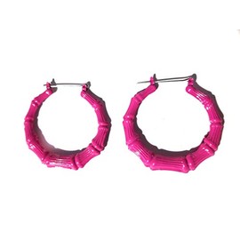 Bamboo Earrings 2 inch Hoop Earrings Lightweight Assorted Colors, Bamboo