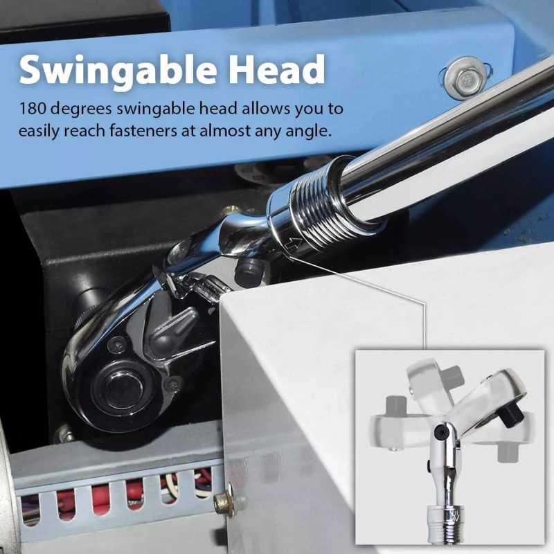 FIRSTINFO F3222ND 1/2-Inch Drive Locking & Flexible Extendable Ratchet Wrench...