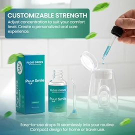Puur Smile Concentrated Floss Drop Serum – 2oz Concentrated Mouth Wash to Use in Water Flosser | Natural Essentials Promotes Good Breath | Organic Spearmint Drop Supports Good Oral Health
