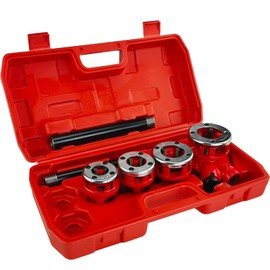 YuYBrightmi BSPT Pipe Threader Ratchet Kit, Manual Pipe Threading Tool Set with 4Dies (4 Dies-1/2" 3/4" 1" 1-1/4") Heavy Duty Ratcheting Threader for Professional Pipe Cutting and Threading