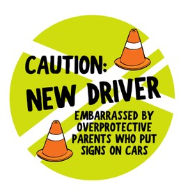 Caution New Driver Car Magnet for Teens, Round Removable and Reusable Magnetic Bumper Stickers, Funny Gifts from Parents, 5.5 Inches