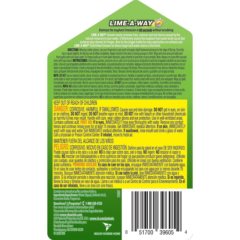 Lime-A-Way Lime, Calcium & Rust Cleaner, Bottle, Clear, 28 Fl