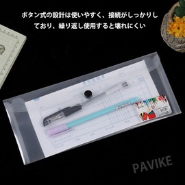 PAVIKE File Case, 10.0 x 5.1 inches (255 x 130 mm), Button Type, Horizontal Type, 6 Colors, Suitable for Office Supplies, Snap Design, Document Storage, Organization, etc