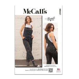 McCall's Misses Floor Length Overalls Sewing Pattern Kit by Brandi Joan, Design Code M8437, 16-18-20-22-24, Multicolor