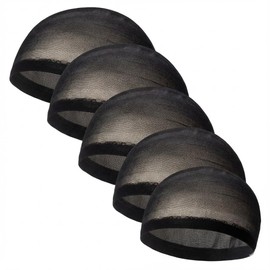 (Cost Performance) Wig Cap, Black, Set of 5, Stretchy, Fit, Anti-Slip, Inner Cap, Medical Use, Cosplay