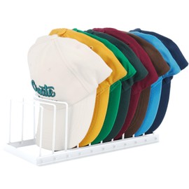HANCELANT Hat Organizer for Baseball Caps, Hat Stand for 10 Baseball Caps Display and Organizer, Hat Rack, Caps Storage Holder for Bedroom, Closet, Dresser, Office - Easy to Install and Grab (White)