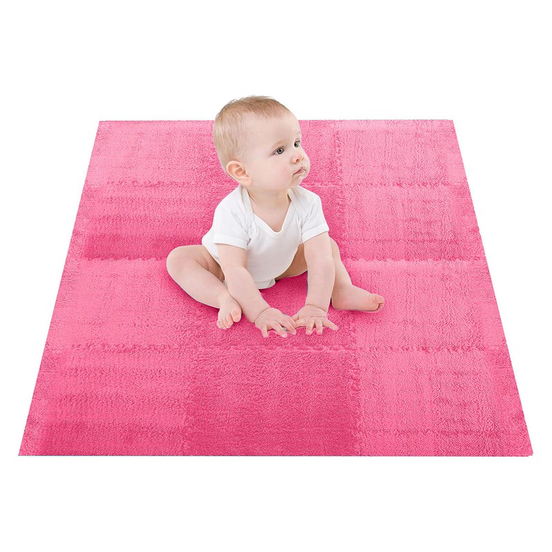 10pcs Plush Puzzle Floor Foam Mat Tiles Fluffy Cuttable Anti