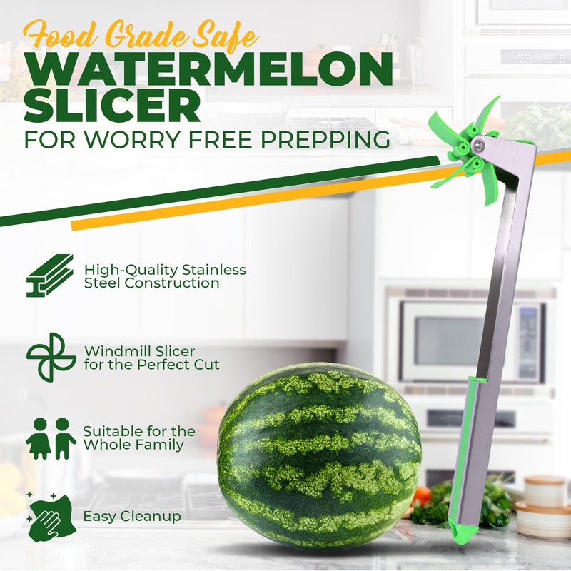 Aisle 3 Essentials Stainless-Steel Windmill Watermelon Cutter and Melon-Baller Set,