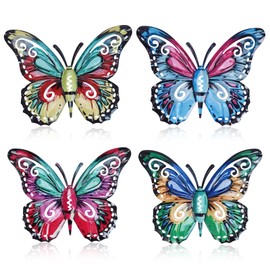 4 Butterfly Decorations Metal Butterfly Wall Decoration Garden Wall Decoration Outdoor Decoration for Home and Garden