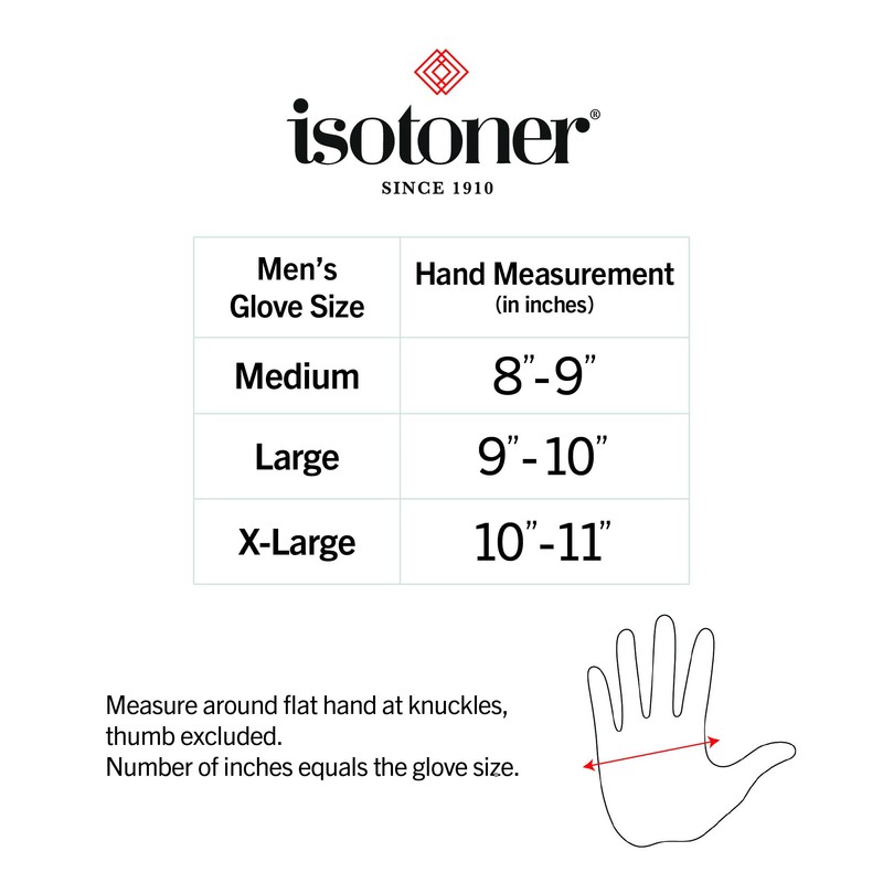 isotoner mens Stretch Classics Fleece Lined cold weather gloves, Brown,